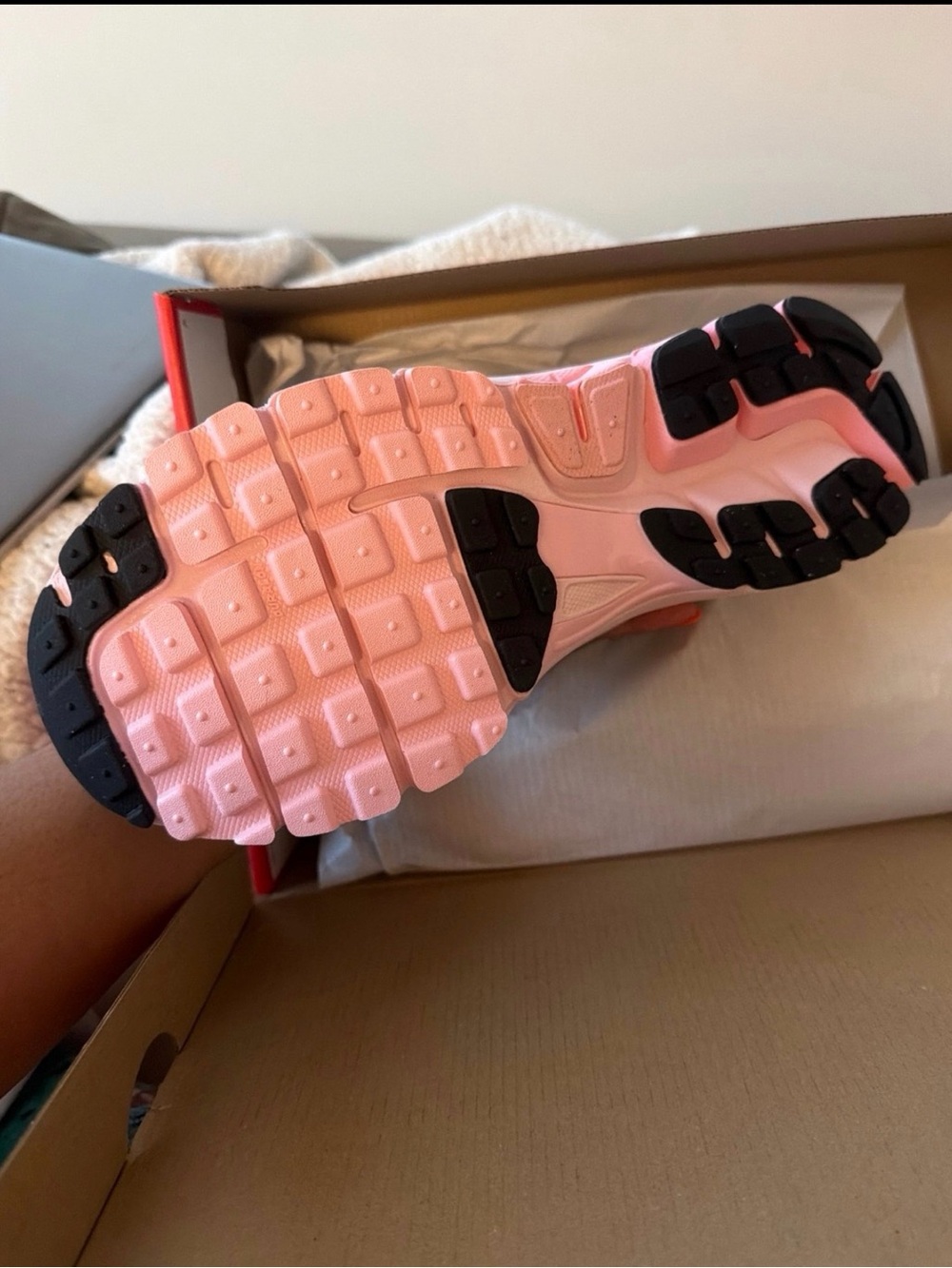 Nike Women’s Athletic Shoe - Pink and White with Black Swoosh - Picture 2 of 2